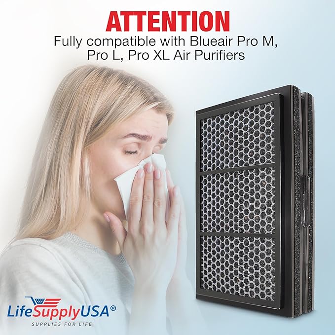 Carbon+ Add-On Activated-Carbon Filter | Extra Odor & Gas Control Compatible with Blueair Pro M, Pro L, Pro XL by LifeSupplyUSA