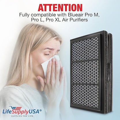 Carbon+ Add-On Activated-Carbon Filter | Extra Odor & Gas Control Compatible with Blueair Pro M, Pro L, Pro XL by LifeSupplyUSA