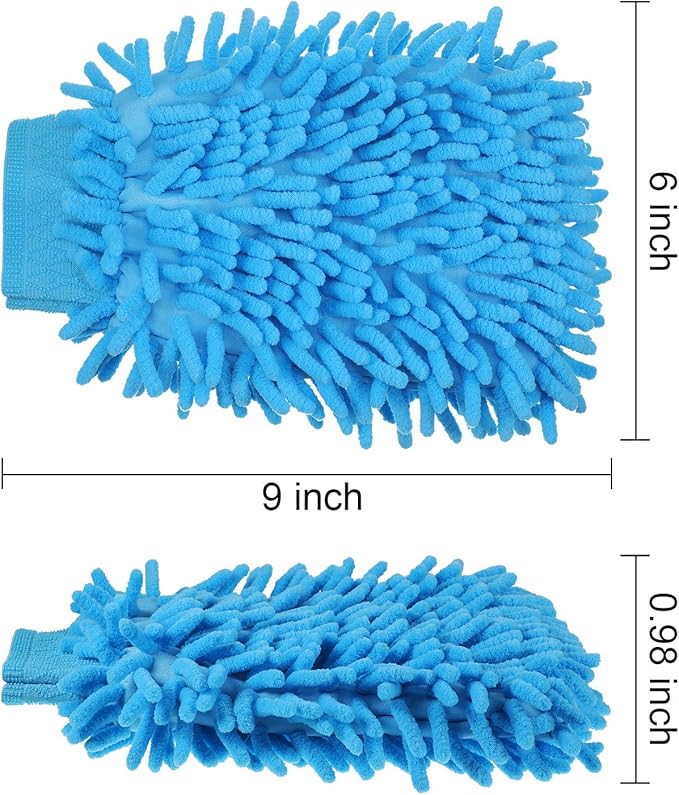 BBTO 5 Pieces Car Wash Mitts Chenille Microfiber Wash Mitts Double Sided Scratch-Free