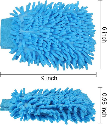 BBTO 5 Pieces Car Wash Mitts Chenille Microfiber Wash Mitts Double Sided Scratch-Free