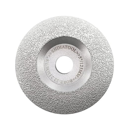 SHDIATOOL 5-Inch Diamond Grinding Cup Wheel for Granite Marble Iron Steel Masonry Convex Vacuum Brazed Grinding Disc Fits 7/8 Inch Arbor