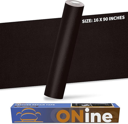 ONine Leather Repair Patch，Leather Repair Tape, 16 x 90 inches Leather Repair Patch for Furniture,Vinyl Repair kit，Leather Couch Patch，for Sofas, Furniture, car Seats(Dark Brown-Fine Grain)