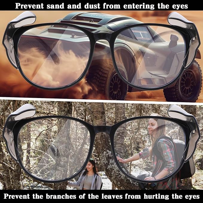 Gjinxi 2 Pairs Side Shields for Glasses, Flexible Safety Black Protective Eyewear Covers, Glasses Side Shields for Eyeglasses