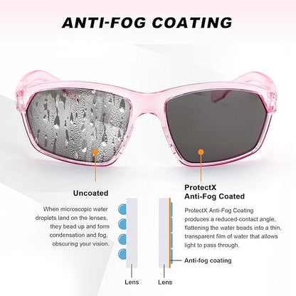 ProtectX Classic Safety Glasses, Anti-Fog Scratch Resistant Lenses, Protective Eyewear for Work, Indoor/Outdoor, ANSI Z87.1