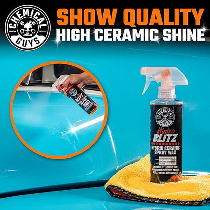 Chemical Guys HydroBlitz Ceramic Spray Wax with Carnauba - Hybrid Car Wax Spray Formula for Cars, Trucks, SUVs and RVs, Boosts Gloss, Protection & Water Beading on Paint, Glass and Wheels, 16 fl oz