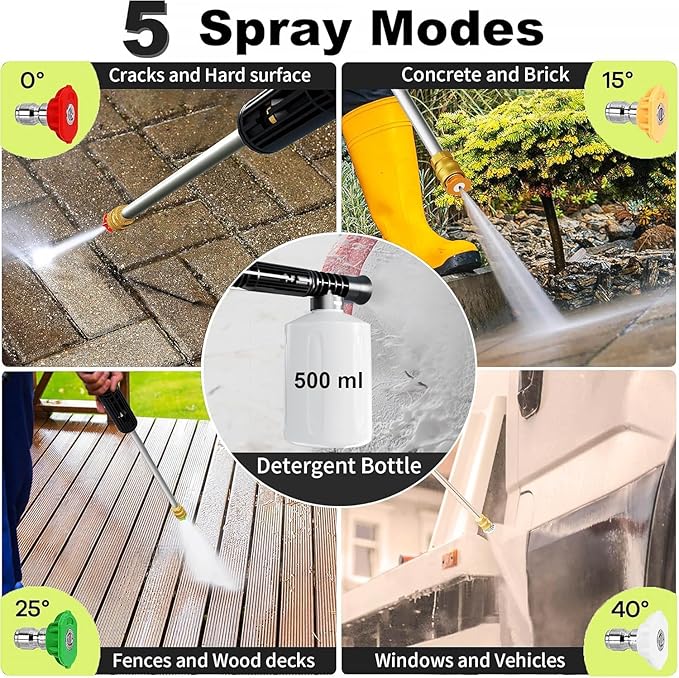 2026Upgraded Pressure Washer 5000PSI with Adjustable Touch Screen 8 Level, 34" Tall, 4 Quick Connect Nozzles,Inlet Hose&Filter&500mlFoam Cannon for Cars/Fences/Driveways/Home Cleaning,Yellow
