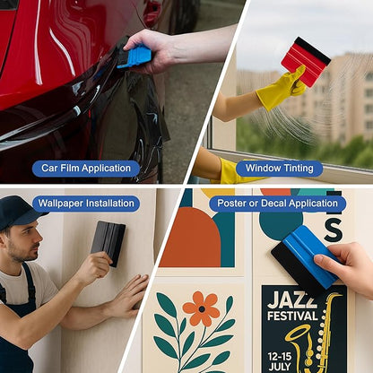 Tint Squeegee, 30 Pcs Deformation-Resistant Vinyl Squeegee with Fabric Felt Edge and Removable Felt Pad, Prevents Scratches and Scuffs, 4x2.9 Inches, for Window Tinting, Car Film or Poster Application