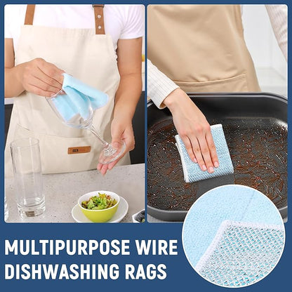 CJACJA Double Side Non Scratch Wire Dishcloth 15pcs-Multipurpose Wire Dishwashing Rags Wire Mesh Cleaning Cloth,Kitchen Towels and Dishcloths Sets Microfiber Cloth for Cleaning Pans Sinks & Cookware