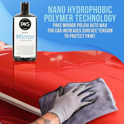 Paks Mirror Polish Auto Wax | Deep Paint Restoring Shine | Long Lasting UV Protection | Applicable By Machine and Hand | Supreme Paint Protection | Made in USA | 16 oz Hand Wax Deep Gloss Wet Look