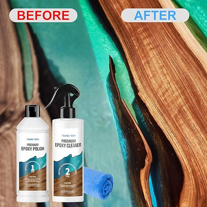 Resin Polishing Kit,32oz Kit of Resin Polish (16oz) & Epoxy Cleaner (16oz), Premium Epoxy Polishing Kit, Polishing Compound for Table Countertop, Removes Scratches & Scuffs