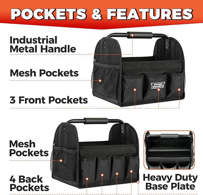 Detailing Caddy Organizer with Handle - Storage, Cars, & Cleaning Caddy for Supplies, Tools, & Home Improvement - Heavy Duty Car Detailing Supplies With Multi-Pockets & Collapsible Tote Design