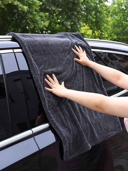 aokway Car Drying Towel from No Streaks, Scratches, or Water Spots - Large Premium 1300 GSM Microfiber - Double Twist Pile & Edgeless Design for Quick & Effortless Dry - 24” x 36”（1 Pack）