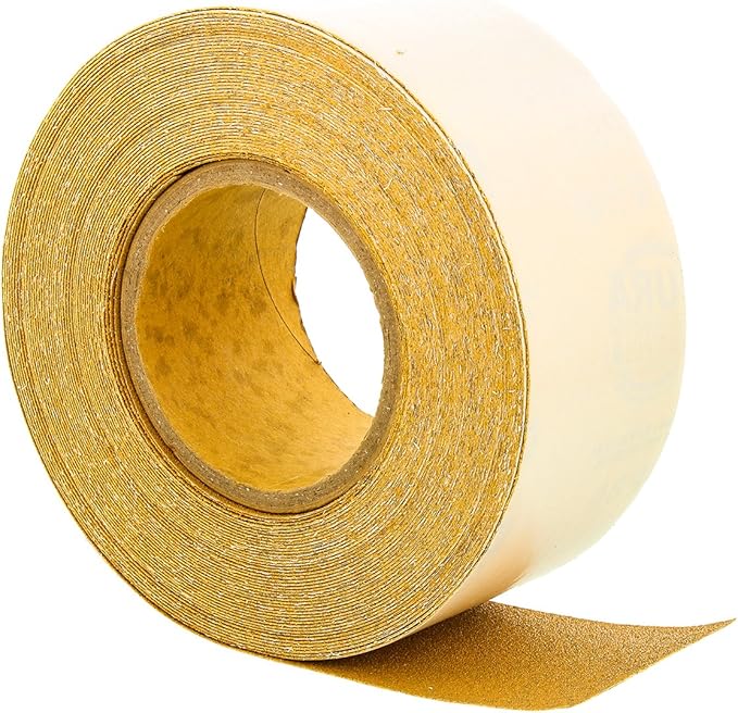 Dura-Gold Premium Gold 80 Grit PSA Longboard Sandpaper, 20 Yard Roll, 2-3/4" Wide, Self Adhesive Stickyback, Woodworking & Automotive Sandpaper Roll, Air File Sand Paper, Auto Sanding Blocks