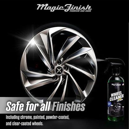 Magic Finish Wheel Cleaner (16 fl oz) – Premium Wheel Cleaner Spray for Brake Dust and Grime with Fast Cling Formula – Car Cleaning Supplies for Chrome, Alloy, Painted Wheels & Powder-Coated Finishes