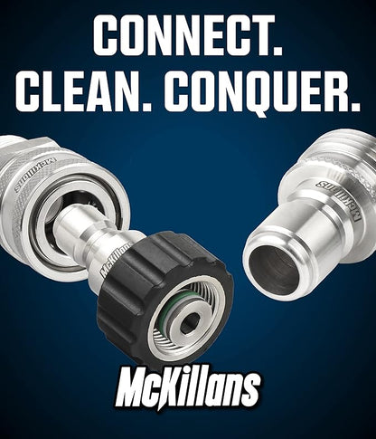 McKillans® M22-14mm Pressure Washer Quick Connect Kit, M22-14mm to 3/8" Male Female Quick Disconnect Kit for Power Washer (Stainless Steel)