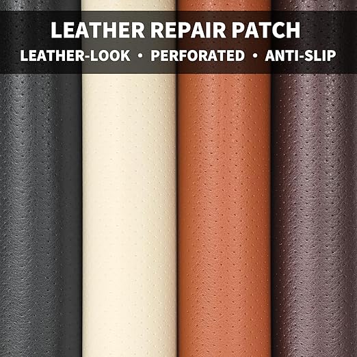 JuCheng Leather Repair Tape for Furniture,Self-Adhesive Leather Repair Patch - 20x120 Inch Extra Large Perforated Vinyl & Faux Leather Kit for Car Seats, Furniture, Office Chairs, (Black, 20x120inch)