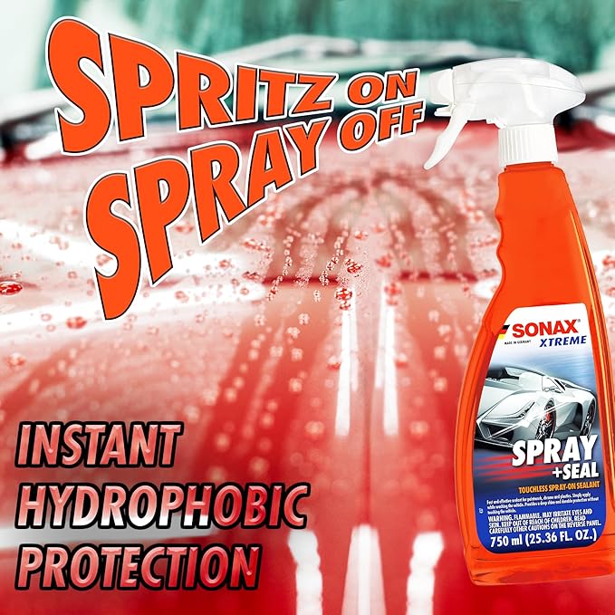 SONAX Profiline Spray + Seal | Quick Hydrophobic Sealant | Quick Spray & Rinse Protection for Paint, Plastic & Rubber | Enhances Water Beading, Prevents Water Spots & Contaminant Buildup | 243500 | 5L