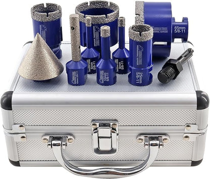 SHDIATOOL Diamond Drilling Core Bits Set Chamfer Bits for Porcelain Tile Marble Ceramic Granite Milling Kit 5/8"-11 10pieces