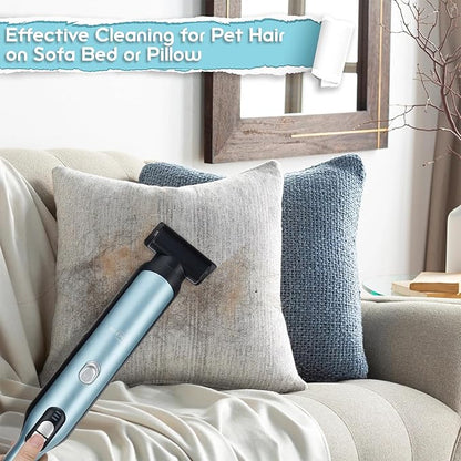 VACFAM Handheld Cordless Vacuum Cleaner, Portable Car Vacuum with 18KPa Suction Power, Quick-Charge Hand Vac with LED Headlight & Storage Dock for Home Office Desk Keyboards Pet Hair, Blue