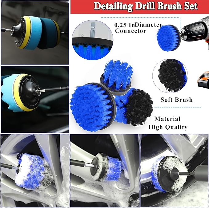GASLIKE 63PCS Car Wash Cleaning Kit,Car Wash Brush with Long Handle,Car Detailing Kit with Foam Gun,Car Cleaning Supplies,Handheld Vacuum, Car Detailing Kit (63PCS)