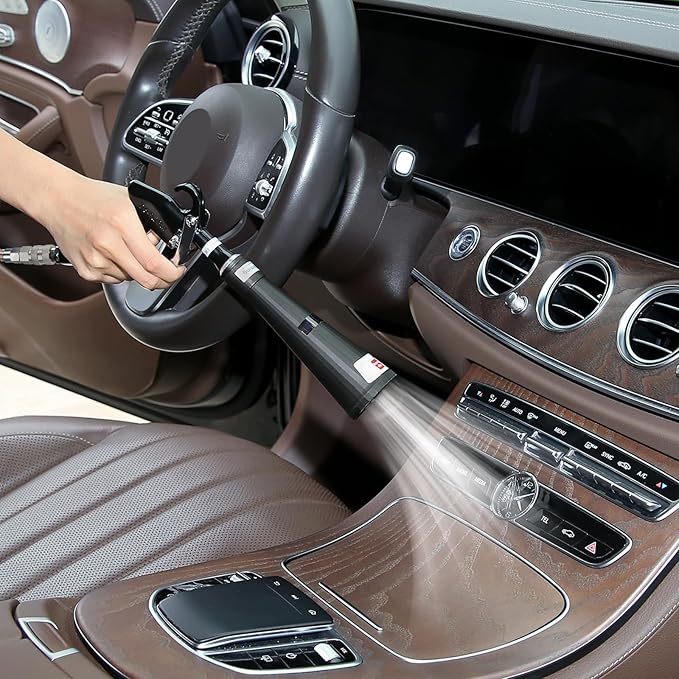 MYPIN Car Cleaning Gun, 6-9.2Bar/0.6Mpa-0.9Mpa, High Pressure Air Blow Gun with 2 Set Nozzle, Interior Car Cleaning for Vehicle Upholstery Carpet Seat