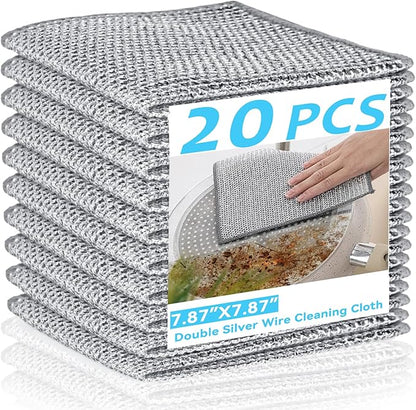 Sunyuneey Non-Scratch Metal Wire Dishcloth, Quick Cleaning Without Leaving Marks, Easily removes Stubborn Stains, Suitable for Various Surfaces, Metal Wire Dishcloth Cleaning Power (20)