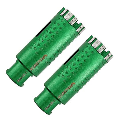 KURSTOL Diamond Core Drill Bits - 2pcs 1-1/2 Inch with 58-11 Thread Granite Hole Saw Dry or Wet Drilling Hard Stone Marble Concrete Quartz Countertop Laser Welded Masonry Coring(38mm)
