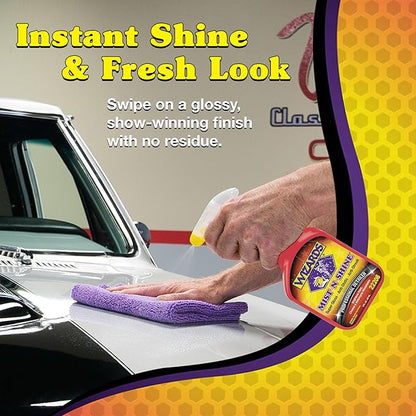 Wizards Mist-N-Shine Detail Spray - 8 Oz - Multi-Purpose High Gloss Finish Waterless Quick Detailer Spray for Glass, Chrome, Paint and Plastics - Car Exterior Cleaner for Auto Detailing Supplies