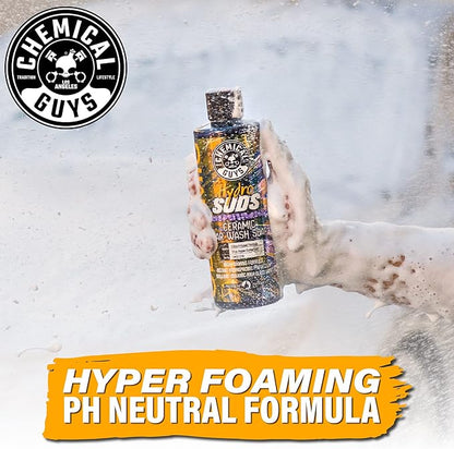 Chemical Guys HydroSuds Ceramic SiO₂ Shine High Foaming Car Wash Soap - Foam Cannon Soap, Works with Foam Guns or Bucket Washes for Cars, Trucks, Motorcycles, RVs, and More, Berry Scent - 16 oz
