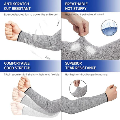 Geyoga 2 Pairs Arm Sleeves Guards Arm Protectors for Thin Skin and Bruising Protective Cut Resistant Sleeves for Men Women(Large,Hppe,Gray)
