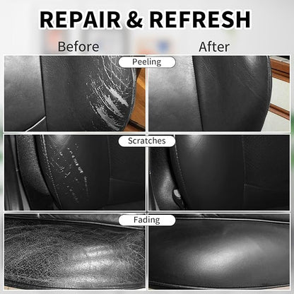 8.5 OZ Leather Recoloring Balm with 100ML Leather Conditioner - Black Leather Repair Kit for Furniture, Leather Dye, Recolor, Renew, Repair & Restore Aged, Faded, Cracked, Peeling and Scuffed Leather