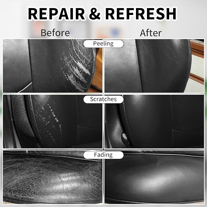 WEYSTOM Leather Recoloring Balm, 12oz Large Size Leather Dye, Color Restorer, Scratch Repair, Furniture & Couch Restorer Kit, Repair Kit for Furniture(Black)