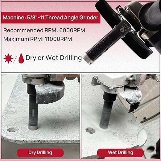 Diamond Core Drill Bit - FOCSTOL 1''(25mm) Laser Welded Hole Saw for Dry or Wet Drilling Granite Marble Concrete Quartz 5/8''-11 Thread