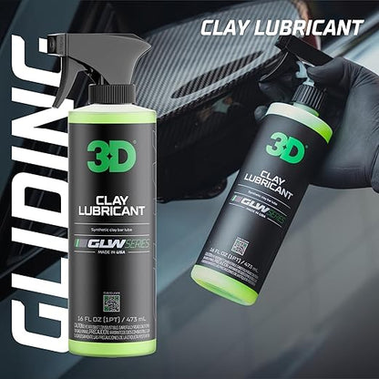 3D Clay Lubricant GLW Series | DIY Car Detailing | Hyper Slick Lubrication for Clay Bars | Eliminates Contaminants from Paint | Ultra Surface Protection | Decontamination Formula | Easy to Use | 64oz