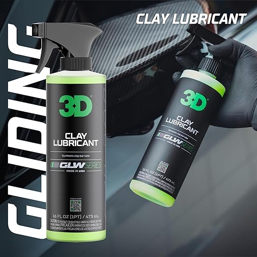 3D Clay Lubricant GLW Series | DIY Car Detailing | Hyper Slick Lubrication for Clay Bars | Eliminates Contaminants from Paint | Ultra Surface Protection | Decontamination Formula | Easy to Use | 64oz