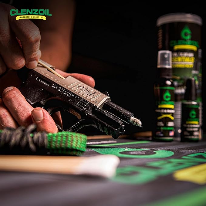 CLENZOIL Field & Range Pistol & Rifle Essentials Gun Cleaning Kit | CLP Spray & Oiler with Bore Cleaner | Clean, Lubricate & Protect | Nylon Brush, Bore Swabs & Microfiber