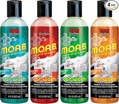 Stoner Car Care 91606 M.O.A.B. High Foaming Car Wash Soap Variety Pack – pH-Neutral, Ultra Concentrated, Safe for Wax & Sealants, Works with Foam Cannon or Bucket – 16 fl oz (Pack of 4)