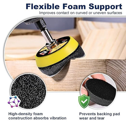 189 Pieces 2 Inch Sanding Discs, GOH DODD Hook and Loop Sanding Pads 60 to 10000 Grit Wet Dry Sandpaper with 1/8" 1/4” Shank, Backing Pad, Polishing Pads and Interface Pad for Auto Metal Resin Wood