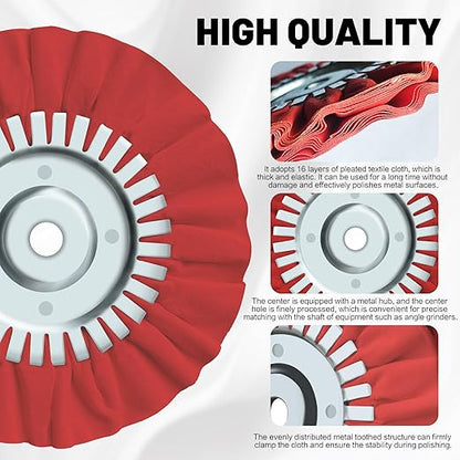 8" Airway Buffing Wheel, 9Pcs Aluminum Polishing Wheel Kit for Angle Grinder, Polishing Compound and Metal Polishing Pads for Stainless Steel Chrome Car Polish Mirror Finish (5/8" Arbor Hole)