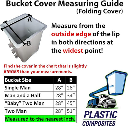 Bucket Truck Parts Folding Hard Top Bucket Cover That Holds Up Even If Water Pools, Nylon Strap with Buckle for Quick Fastening, Fits 1 Man Bucket 28"x28" Edge to Edge