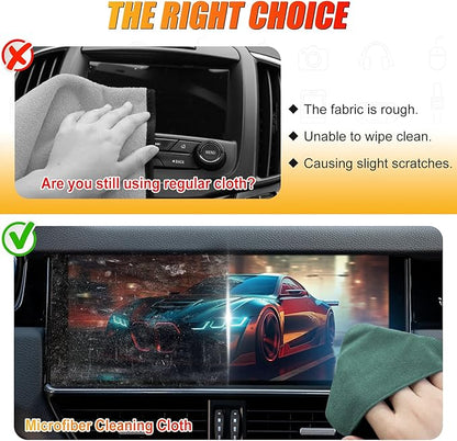 SuperKaKa Car Screen Cleaner- Vehicle Touchscreen Microfiber Cleaning Cloth, Touch Screens Clean Wipes Cars Interior Accessories Universal for Tesla Dashboard Display (Green)