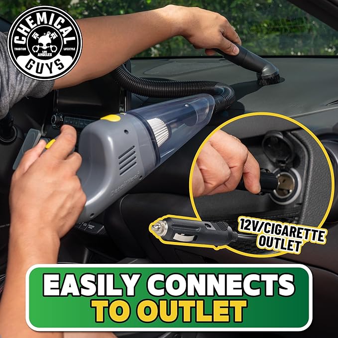 Chemical Guys EQP410 DetailVac Handheld Portable Car Vacuum, 110w 8.8amp Electric Motor, (Great for Cars, Trucks, SUVs, Motorcycles, RVs, Home, Pets, Kids, Office, and On The Go) Gray