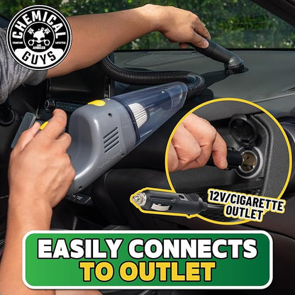 Chemical Guys EQP410 DetailVac Handheld Portable Car Vacuum, 110w 8.8amp Electric Motor, (Great for Cars, Trucks, SUVs, Motorcycles, RVs, Home, Pets, Kids, Office, and On The Go) Gray