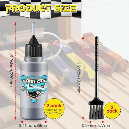 Dreyoo 1.4oz Pinewood Car Graphite Powder with Cleaning Brush,2 Bottles Graphite Lubricant Lube Powder for Derby Kits,Compatible with Derby Car Wheels Axles,Lock Door Hinge Lubricant