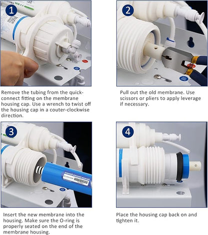 Membrane Solutions RO Membrane, 500 GPD Reverse Osmosis Membrane, 3.0"x12" Water Filter Replacement for Under Sink Home Drinking RO Water Purifier System