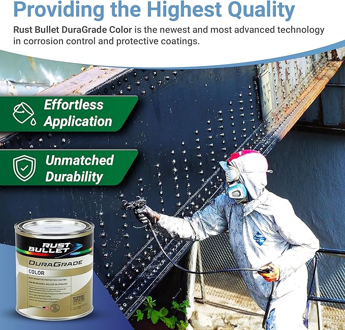 RUST BULLET DuraGrade Color - Green - 1 Quart - Advanced Technology Corrossion Control, Rust Inhibitor & Protective Coating, Exceptional Adhesion, UV Resistant
