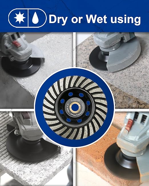 SHDIATOOL 7 Inch Turbo Row Diamond Grinding Cup Wheel for Concrete Granite Marble Masonry Brick Fits 7/8 Inch Arbor
