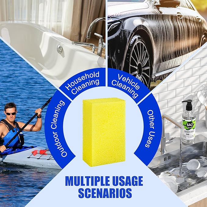 DECOHS 2 Pcs Bug Scrubber Sponge- Reusable Car Bug & Tar Remover Sponge- Car Wash Cleaning Scrub Sponges for Car Detailing (Yellow)