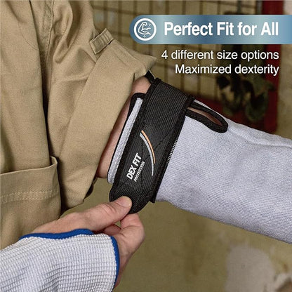 DEX FIT SSG913S ANSI A9 Cut Resistant Sleeves with Thumb Hole, Comfortable Arm Covers for Thin Skin and Bruising, Anti Slip Strap, Machine Washable; Blue L 1 Pair