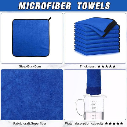 Tallew 80 Pcs Microfiber Towels 16 Inch x 16 Inch Microfiber Cloth Car Drying Towels for Cars Washing Polishing Office Windows Cleaning Household Supplies (Blue)